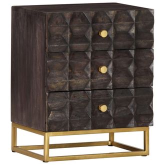 vidaXL Vidaxl - Mesita De Noche De Madera Maciza De Mango Negro 40x30x50 Cm