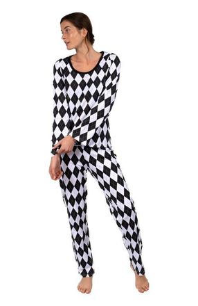 Leveret Womens Loose Fit Cotton Matching Family Holiday Pajamas, Classic & Geometric Patterns in Argyle Black & White at Nordstrom, Size X-Large