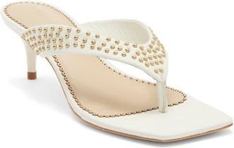 Cinq &agrave; Sept Frankie Studded Leather Thong Sandal in Ivory/gold at Nordstrom, Size 36.5