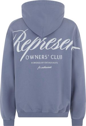Represent Mens Hooded Sweatshirt Owners Club Script Blue Cotton Jumpers Sweater