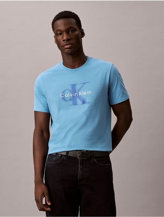 Calvin Klein Jeans Calvin Klein Mens Motion Blur Monologo Tee - Open Green - 2XL