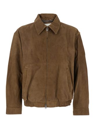 Dunst Beige Jacket With Two Front Pockets And Distressed Effect In Suede Man