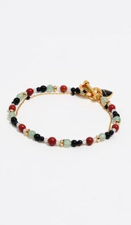 Bimba & Lola Double-layer heart logo chain stones bracelet in Black at Nordstrom