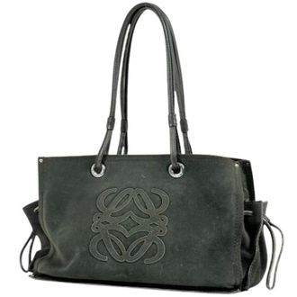 Loewe Pre-owned Suede Shoulder Bag - Dames - Pre-owned - Groen - Maat: ONE Size Su&egrave;de