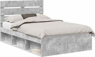 vidaXL Bed Frame Concerte Grey 135 x 190 cm Solid Pine Wood vidaXL