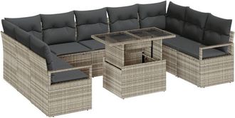 vidaXL Vidaxl - Garden Sofa Set with Cushion 10 pcs Light grey 100 x 55 x 73 cm