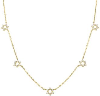 Sabrina Designs 14K 0.34 Ct. Tw. Diamond Station Star Of David Necklace
