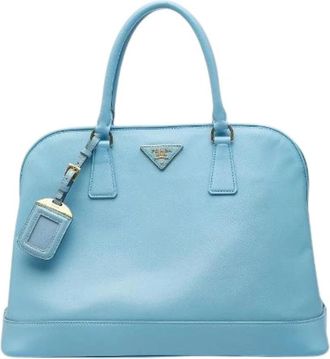 Prada Pre-owned Saffiano Handbag - Dames - Vintage Handtas - Blauw - ONE Size - Leer - Vintage