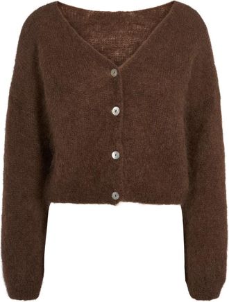 Americandreams Cornelia Cropped Vest - Dames - Vesten - Bruin - XL - Wol - Truien & Vesten