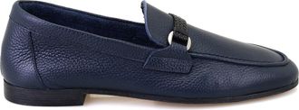 Desa Mens Leather Slip-Ons - Rubber Sole, Flat Heel, Breathable | Dark Blue - 45