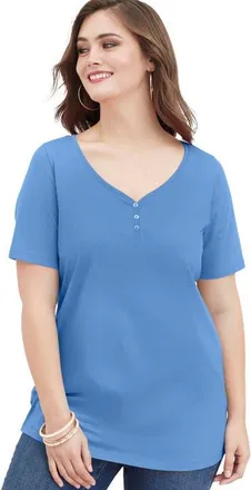 Roaman's Ultimate Short Sleeve Sweetheart Tee in Horizon Blue at Nordstrom, Size Medium