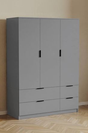Home Discount Vida Designs Trega 3 Door 4 Drawer Wardrobe Space-saving Storage in Grey