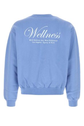 Sporty & Rich Unisex Light-Blue Cotton Sweatshirt Periwinklewhite Exterior: Felpe Sweater
