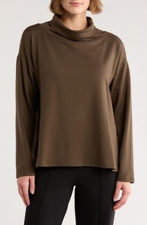 Eileen Fisher Drapey Funnel Neck Top in Wren at Nordstrom Rack, Size Xx-Small