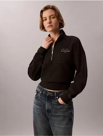 Calvin Klein Jeans Calvin Klein Womens French Terry Zip Sweatshirt - Black - XL