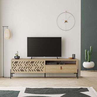 Decortie Dionysos Modern TV Unit with Storage TV Cabinet 170cm in Natural | Size: 2 Pack
