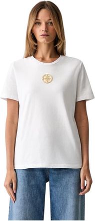 Elisabetta Franchi Logo Plaque T-Shirt - Dames - T-shirts - Wit - M - Katoen - Tops