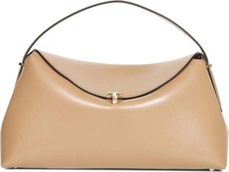Toteme T-Lock Leren Handtas met Handvat - Dames - Handtassen - Bruin - ONE Size - Leer - Tassen