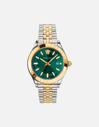 Versace Mens Versace VEVK00620 Hellenium-Vk Mens Two-Tone Watch - Green
