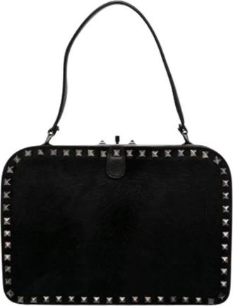 Valentino Pre-owned Pony Hair Handbag with Studs - Dames - Vintage Handtas - Zwart - ONE Size - Vintage