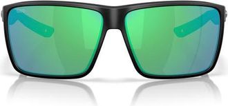 Costa Rincon II 64mm Sunglasses in Matte Black /Green 580G at Nordstrom