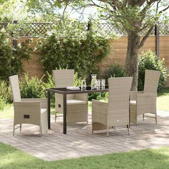 vidaXL Conjunto De Comedor De Jard&iacute;n 5 Pcs Beige Rat&aacute;n Sint&eacute;tico Vidaxl