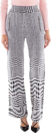Burberry Warped Houndstooth Jacquard Wool-blend Trousers, Size XX-Small
