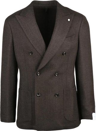 Luigi Bianchi Mantova Blazer Doppiopetto - Heren - Blazers - Bruin - M - Wol - Jassen