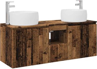 vidaXL Juego De Muebles De Ba&ntilde;o 3 Uds. Madera Envejecida Vidaxl