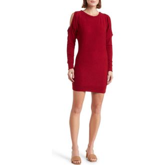 Go Couture Cold Shoulder Long Sleeve Body-Con Dress in Red at Nordstrom Rack, Size X-Large