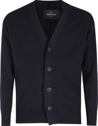 Gran Sasso Truien & Vesten, Heren, Blauw, 2Xl, Wol, Cardigan Bottoni