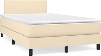 vidaXL Vidaxl - Cama Box Spring Con Colch&oacute;n Tela Color Crema 120x190 Cm
