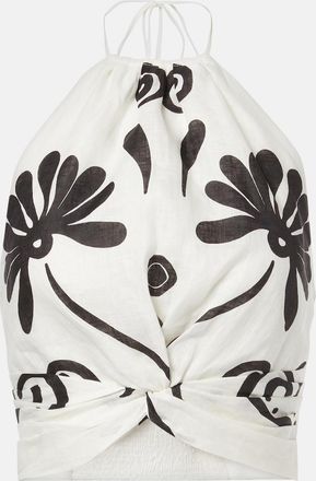 Cala de la Cruz Lodi floral halterneck linen top
