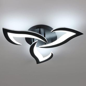 OEM L&aacute;mpara De Techo Led Negra De 36 W Y 3300 L&uacute;menes - Dise&ntilde;o De P&eacute;talos Acr&iacute;licos - Luz Blanca Fr&iacute;a De 6000 K - Para Sala De Estar, Dormitorio, Cocina, 