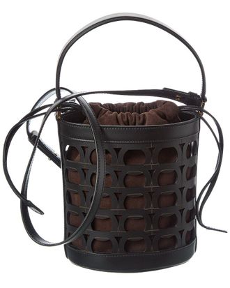 Ferragamo Gancini Leather & Suede Bucket Bag