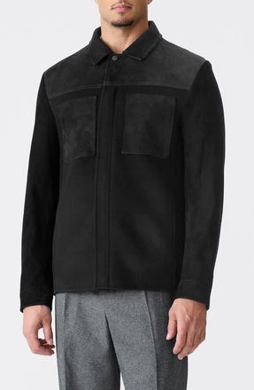 Mackage Wylder Mixed Media Shirt Jacket in Black-Black at Nordstrom, Size 44