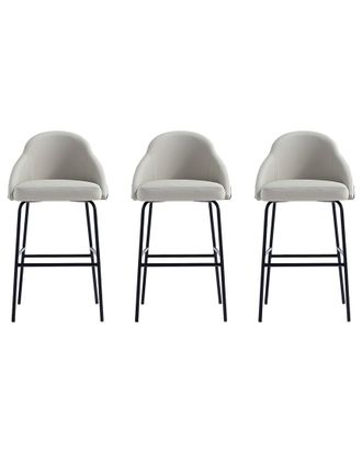 Manhattan Comfort Set Of 3 Gracie Modern Leatherette Barstools With Steel Legs