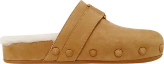 Chlo&eacute; Chlo&eacute; Marcie pantoffels met versierde schapenvacht in bruin su&egrave;de