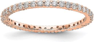 Diamond2Deal 14k Rose Gold Polished Shared Prong 1/2 Ct Diamond Eternity Band Ring
