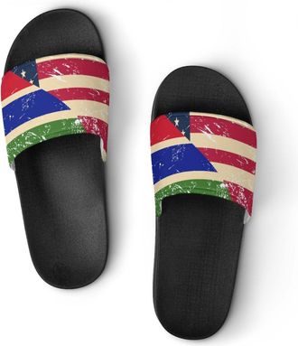 Generic U.S. And Gambia Vintage Flag Unisex Beach Slippers & Pool Slides Anti-Slip House Shoes for Home Outdoor