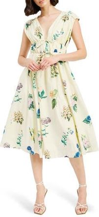 En Saison Ashley Floral Print Sleeveless Midi Dress in Ivory Multi at Nordstrom Rack, Size Medium Regular