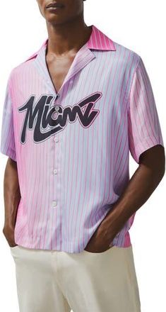 Reiss x McLaren Miami Camp Shirt in Pink at Nordstrom Rack, Size X-Large