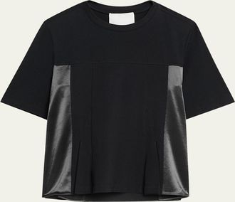 3.1 Phillip Lim Short-Sleeve Mixed-Media Flounce Top
