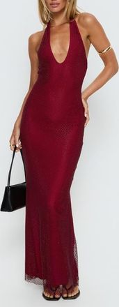 Princess Polly Earls Halter Maxi Dress in Red at Nordstrom, Size 12