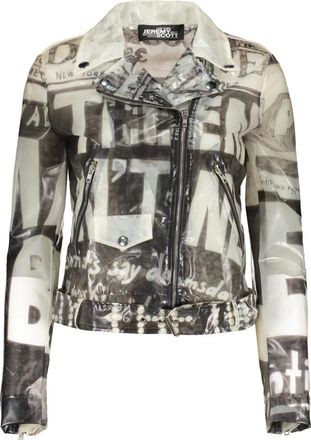 Jeremy Scott Leather Jackets, female, Multicolor, Size: XS Transparent Jacket with Graphic Print