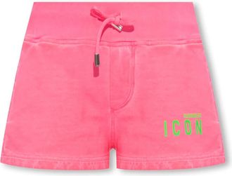 Dsquared2 Shorts met Logo - Dames - Bermuda - Roze - S - Katoen - Korte Broeken