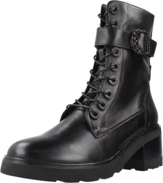 Regarde le ciel Marcy 02 military ankle boots black - Women, Black/White, 6 UK