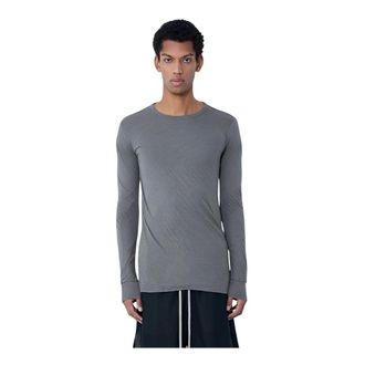 Rick Owens Long Sleeve Tops, male, Gray, Size: 2XL Crewneck Long Sleeve T-Shirt
