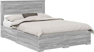 vidaXL Estructura De Cama Con Cabecera Gris Sonoma 140 X 200 Cm Vidaxl