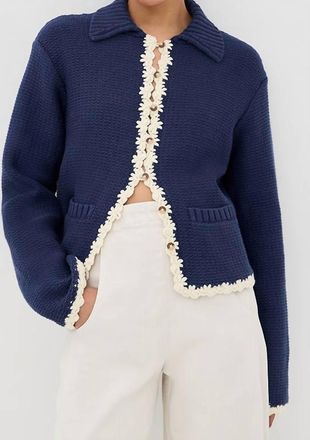 Ciao Lucia Reyla Long Sleeve Cardigan In Midnight Nvy